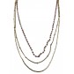 Collier Acier - Multirangs perles de couleur et chaine maille fine