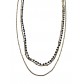 Collier Acier - Multirangs perles de couleur et chaine maille fine