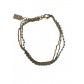 Bracelet Acier- Multirangs perles de couleur et chaine maille fine