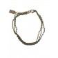 Bracelet Acier- Multirangs perles de couleur et chaine maille fine