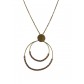 Collier Acier - Pendentif double anneaux et perles colorées