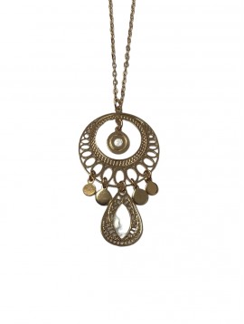 Collier Acier - Pendentif rond et ovales entrelacé et travaillé 