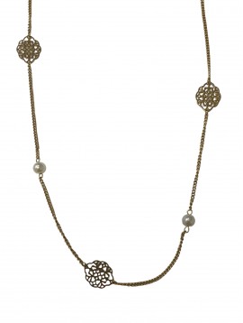 Collier Acier - Sautoire avec motif filigranes et perles