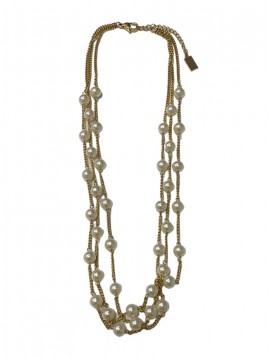 Collier Acier - Collier triples rangs avec perles sur chaine fine