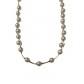 Collier Acier - Perles blanches sur chaine doubles mailles