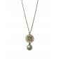 Collier Acier - Ovale avec motif filigrane et perle pendante
