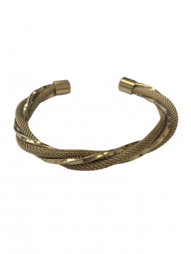 Bracelet Acier - Jonc ouvert épais torsadé bi matiére
