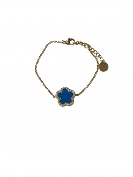 Bracelet Acier - Pendentif fleur sertie sur chaine en maille