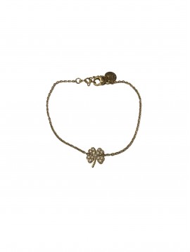 Bracelet Acier - Pendentif trèfle en strass sur chaine en maille