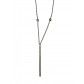 Collier Acier - Pendentif barre fine avec strass sur chaine fine 