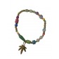 Bracelet Acier - Multirangs avec perles et pendentif feuille
