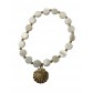 Bracelet Acier - Multirangs perles plates avec pendentif coquillage