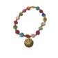 Bracelet Acier - Multirangs perles plates avec pendentif coquillage