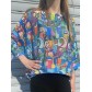 Top pull oversize imprimé multi visage coloré
