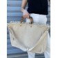 Sac porté main en toile avec lurex anses façon bambou