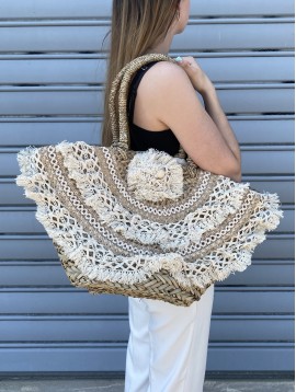 Sac porté épaule style panier avec franges
