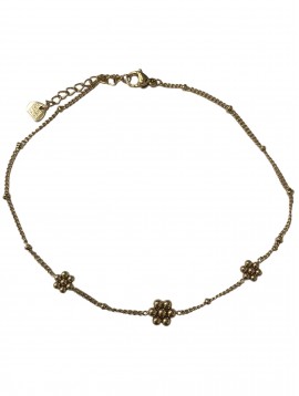 Chaine cheville Acier - Chaine fine avec fleurs en perles