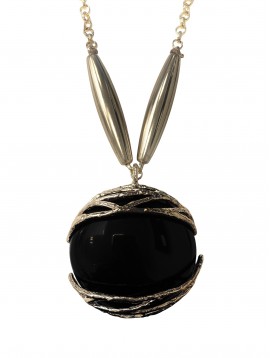 Collier - Grande pierre centrale avec barre en métal 