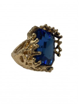 Bague réglable - Grande pierre en losange avec détails métallisés