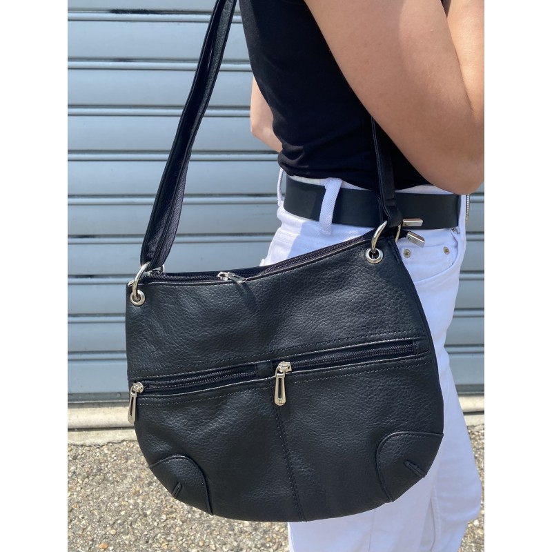 Sac port travers moyen zip devant et bas arrondi