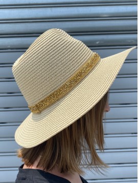 Chapeau style Borsalino avec galon multi perles