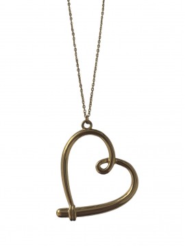 Collier Acier- Pendentif gros coeur sur maille fine