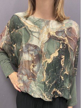 Top fluide en voile de soie motifs tie and dye 