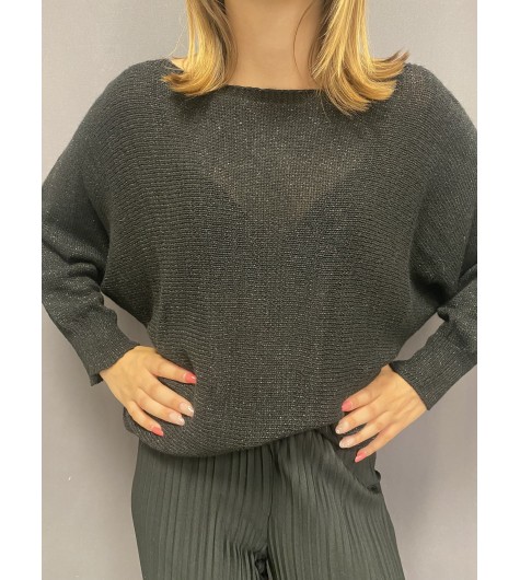 Top pull brillant avec laine 