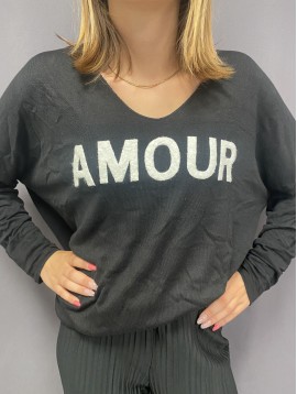 Top fin oversize manches longues AMOUR