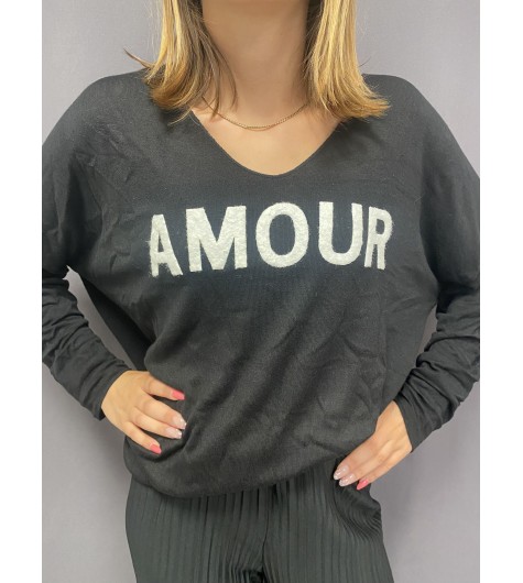 Top fin oversize manches longues AMOUR