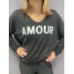 Top fin oversize manches longues AMOUR