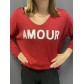 Top fin oversize manches longues AMOUR