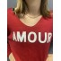 Top fin oversize manches longues AMOUR