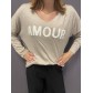 Top fin oversize manches longues AMOUR
