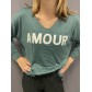 Top fin oversize manches longues AMOUR