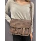Sac porté travers, style cuir vieilli à rabat et boucle avant 