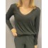 Tshirt fin manches longues décolleté V avec détails lurex 