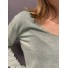 Tshirt fin manches longues décolleté V avec détails lurex 