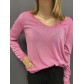 Tshirt fin manches longues décolleté V avec détails lurex 