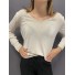 Tshirt fin manches longues décolleté V avec détails lurex 
