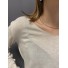 Tshirt fin manches longues décolleté V avec détails lurex 