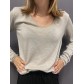 Tshirt fin manches longues décolleté V avec détails lurex 