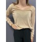 Tshirt fin manches longues décolleté V avec détails lurex 