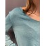 Tshirt fin manches longues décolleté V avec détails lurex 