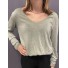 Tshirt fin manches longues décolleté V avec détails lurex 