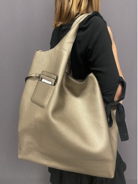 Sac shopping grainé souple avec porte carte