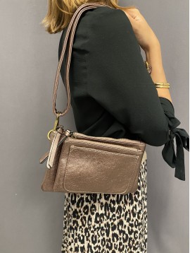 Sac porté travers brillant avec double pochettes 