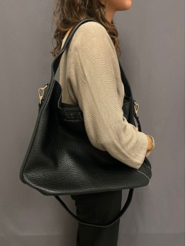 Sac besace souple grainé porté épaule avec details strass