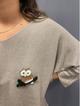 Broche - Hiboux perché sur une branche d'arbre