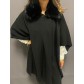 Veste/ poncho laine fne avec col en fourrure 